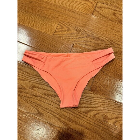 L Space Bright Orange Bikini Bottom Large Side Cutout Details - Picture 1 of 3